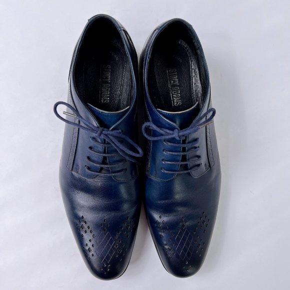 Stacy Adams Somerton in Ink Blue Leather Plain-Toe Diamond Lace-Up Oxfords 9.5 M main image 9